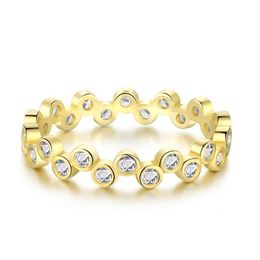 Luxury Women Jewellery 5a Cubic Zirconia Silver Rings Icy Micro Paved Diamond Bezel Setting Statement Dainty Ring