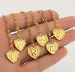 Chains AsJerlya Personalise A-Z Alphabet Necklaces Tiny Heart Initial Necklace Pendant For Women Girls Jewellery Letter Collier Gift