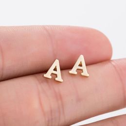 Ear Cuff Stainless Steel 26 AZ Initial Letter Stud Earrings Small Tiny Alphabet Name Earring Piercing Jewellery DIY Pendientes Brincos 230614