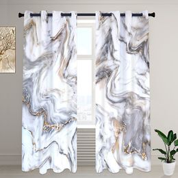 Curtain Marble Print Window White Blackout Curtains for The Bedroom Drapes In Living Room High Shading7090 2 Panels 230615