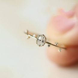 Cluster Rings S925 Oval Egg Shape Slim Chic Branch Petite Diamond Ring