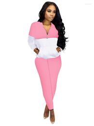 Women's Blouses Casual Two Piece Jogging Suits For Female Zipper Front Long Sleeve Pocket Sweatshirt And Active Sporty Sweatpant Matching