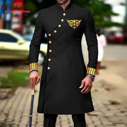 Men's Tracksuits African Suit For Men Slim Fit Single Breasted Dashiki Blazer And Pant Outfit 2 Piece Set Embroidery Coat Wedding Attire