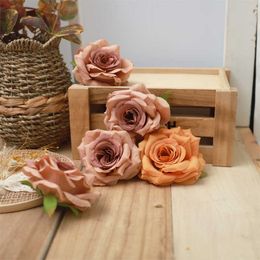 Dried Flowers Heads 9.5cm Artificial Flower Rose Silk For Wedding Home Decoration Christmas Valentines Party DIY Gift Fake Accessories Craft