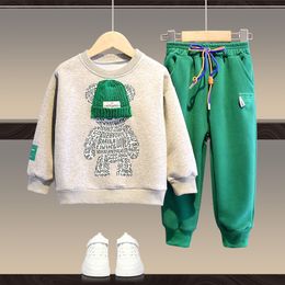 Clothing Sets Baby Boys And Girls Clothing Set Spring Autumn Children Hooded Outerwear Tops Pants 2PCS Outfits Kids Teenage Costume Suit 230614