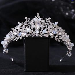 Hair Clips Baroque Luxury Crystal Beads Bridal Tiaras Crowns Pageant Prom Rhinestone Diadem Veil Tiara CZ Headband Wedding Accessories