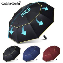 Umbrellas 120CM Automatic Double Big Umbrella Rain Women 3Folding Wind Resistant Large Umbrella Men Family Travel Business Car Umbrellas 230615