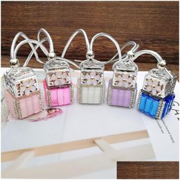 Packing Bottles 8Ml Diamond Per Bottle Car Cube Empty Glass Hanging Rearview Ornament Pendant With Flower Drop Delivery Office Schoo Dhxnc