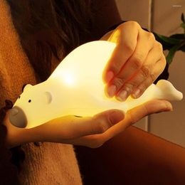 Night Lights Creative Bear Light USB Rechargeable Bedside Lamp Eye Protection Decorative Baby Sleeping