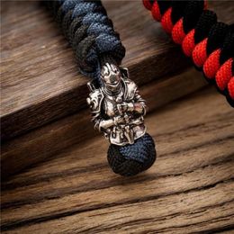 Keychains High Quality Vintage Spartan Warrior Metal Keychain Lanyard Handmade Woven Survival Paracord Rope Viking Rune Bead Key R187L