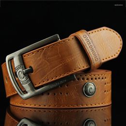 Belts High Quality Needle Buckle Style Leisure Men's Belt Hollow-out Rivet Punk PU Leather Jeans Wide For Men