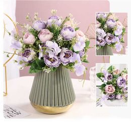 Dried Flowers Cheap artificial flowers heads Artificial peonies White silk roses DIY Family wedding Bride hold
