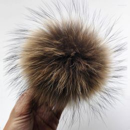 Berets 15cm Natural Real Raccoon Fur Pom Poms For Knitted Beanies Caps Skullies Hats Genuine Ball Fluffy Christmas Gift