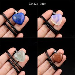 Pendant Necklaces 25x25x10mm Natural Stone Love Rose Quartz Crystal Agate Exquisite Necklace Women's Men's Jewellery Accessories Gift