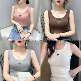 Women's T-Shirt 2023 Womens T Shirts Sleeveless Woman Fashion Vests Summer Tanks Camis Tees Vest Short Shirt Ice Silk Tops J0615