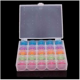 2021 Colourful 25 count Empty Bobbins Sewing Machine Spools Colourful Plastic Case Storage Box for Sewing Machine