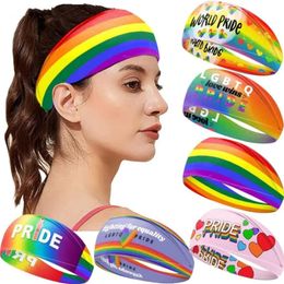 Rainbow Headband Colourful Stripes LGBT Sweat Bands Pride Headband Stretchy Athletic Ear Protection Head Wraps Unisex for Running Exercise i0612