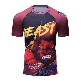 Men's T-Shirts Rashguard Camisetas T Shirt Men Short Sleeve Compression Tight Fitness Gym Sport Digital Printing Running Tracksuit Jerseys 230615