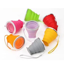 Collapsible Drinking Cup Outdoor Portable Silicone Retractable Cups Folding Telescopic Water Bottles For Travel Camping 100QH