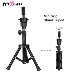 Wig Stand Adjustable Wig Stand Tripod Holder For Wig Making Hairdressing Training Mannequin Head Wigs Stand Tripod Mini Holder 230614