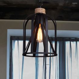 Pendant Lamps American Iron Retro Droplight Chandelier Bar Coffee Clothing Store Dining Room Lamp Luminaire Suspendu