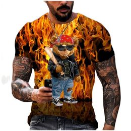 Men's T-Shirts Funny 3D Teddy Bear Printing Men's T Shirt Casual O-neck Short Sleeve Tops Summer Street Trend Hip Hop Harajuku Oversized Tees 230615