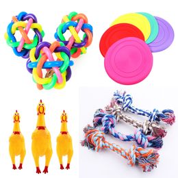 1 Piece Dog Toy Flying Discs Colorful Bell Balls Dog Rope Screaming Chicken for Dog Cat Interactive Pet Toys