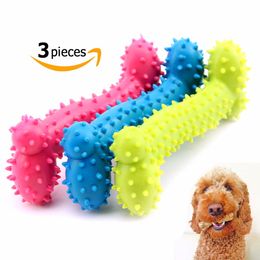 3pcs Pet Toy Dog Chew Bones Molar Teeth Clean Teeth Bite Bones Resistant Rubber Pig Bone Big Small And Medium-Sized Dog Toys