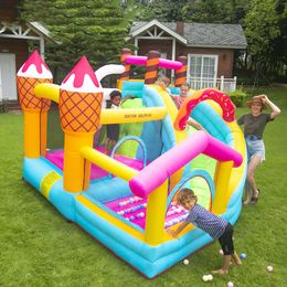 Jumping Castle For Kids Indoor Inflatable Birthday Cake Park Bounce House for Kids Outdoor Play Ice Cream Doughnut Dessert Party Bouncy with Slide Ball Pit Small Toys