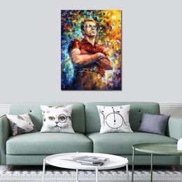 City Life Portrait Canvas Art James Dean Hand Painted Kinfe Painting for Hotel Wall Modern
