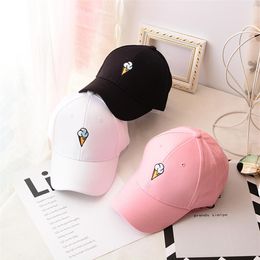 Summer Hat Women Peaked Hat HipHop Ice Cream Embroidery Snapback Caps Female Baseball Cap adjustable Pink White Black Gorras #63246x