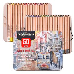 Pencils KALOUR 50 piece Professional Soft Pastel Pencils Wood Skin Tints Pastel Coloured Pencils For Drawing School 230614