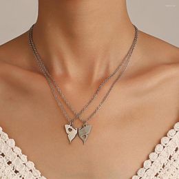 Chains 2Pcs/Set Fashion Stainless Steel Butterfly Friendship Necklace For Women Friend Silver Color Heart Pendant Party Jewelry