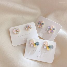 Stud Earrings Korean Style Colourful Crystal Flower Butterfly For Women 2023 Fashion Jewellery Pendientes Mujer