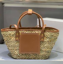 Beach Bag totes Embroidered Straw Woven fashion luxury Shopping Bag Vegetable Basket Summer New Spell Holiday Handbag Purse 230615