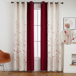 Curtain pastoral Curtains Faux Cotton Linen Country Semi Blackout Pastoral Living Room Bedroom Study Splicing 230615