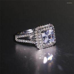 Wedding Rings Crystal For Women Cubic Zirconia Luxury White Gold Plated Marriage Accessories Jewellery 2023 KCR123