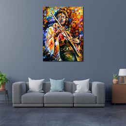 Textured Contemporary Art Musican Hand Painted Portrait Canvas Painting Bedroom Decor