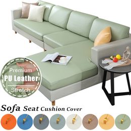 Chair Covers PU Leather Waterproof Sofa Cover For Living Room Solid Color Stretch Couch Seat Cushion Slipcover L Shape Corner Armchair Covers 230614