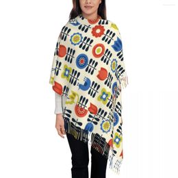 Scarves Flowers Orla Kiely Vintage Tassel Scarf Women Soft Abstract Scandinavian Shawls Wraps Ladies Winter Fall