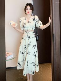 Work Dresses Print Crop Top And Midi Skirt Set Womens Summer Slim Elegant Fashion 2 Piece Sets Women Matching Outfits Sweet