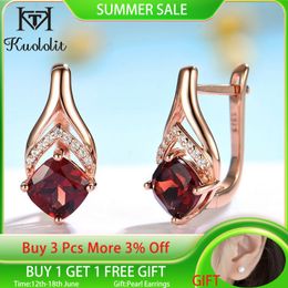 Ear Cuff Kuololit 100% Natural Garnet 585 Rose Gold Luxury Clip Earrings For Women äkta 925 Sterling Silver för bröllopspresent Fina 230614