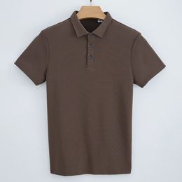 lu Camisa Polo Masculina Masculina Ao Ar Livre Masculina High-end Cor Sólida Top Curto Homens Manga Curta Negócios Casual Verão P1050