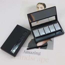 Storage Bottles 1pc 5-grid Matte Black Empty Cosmetic Palette Eyeshadow Blusher Lipstick DIY Makeup Box Glitter Dispensing With Brush