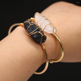 Bangle Natural Stone Open Bracelets Irregural Winding Gold Colour Crystal Bracelet Charms For Making Women DIY Jewellery Bangles