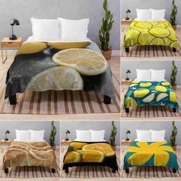 Blanket Print Lemon Fresh Fruit Flannel Fleece Throw Blanket King Queen Size Super Soft Lightweight Warm for Bed Sofa Couch Blanket R230615