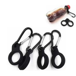 200pcs Water Bottle Holder With Hang Buckle Carabiner Clip Key Ring Fit Cola Bottle Shaped Silicone Carry Titular De La Botella De Agua