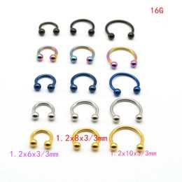 Labret Lip Piercing Jewellery Horseshoe 316L Steel Nostril Nose Stud Circular Ball Body Rings CBR Earring 16G 6MM 8MM 10MM 50pcslot 230614