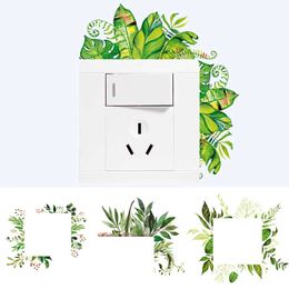 New Leaf Green Plant Personality Wall Switch Cover Sticker DIY Self-Adhesive Modern Art Room Switch Outlet Decal For Home Decoration