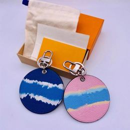 Fashion Unisex Blue Pink Flower Key Chain Accessories Key Ring PU Leather Letter Pattern Car Keychain Jewellery Gifts9291726232o